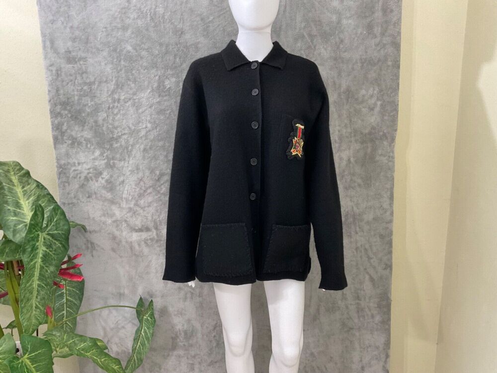 Rafaella 100% Wool Crested Jacket Women’s Size Large Preppy Dark Academia VTG.